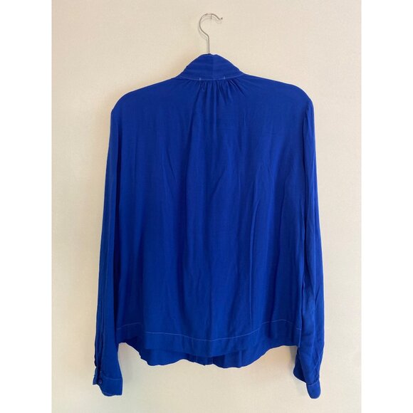 Cloth & Stone Womens Royal Blue Button-Up Blouse With Tie Neck Detail - Picture 2 of 6